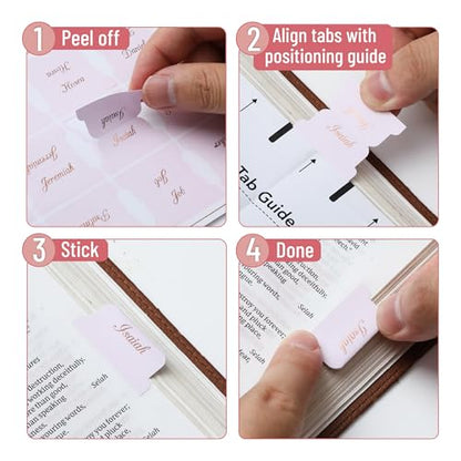 Mr. Pen- Bible Tabs, 75 pcs, Soft Pink, Bronze Foil Lettering, Laminated Bible Tabs for Women and Men - color: Baby Pink