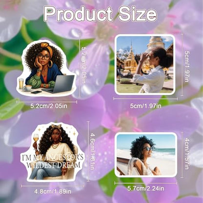 50 Pcs Black Girl Stickers Motivational Affirmation Decals - style: Black Women Brown