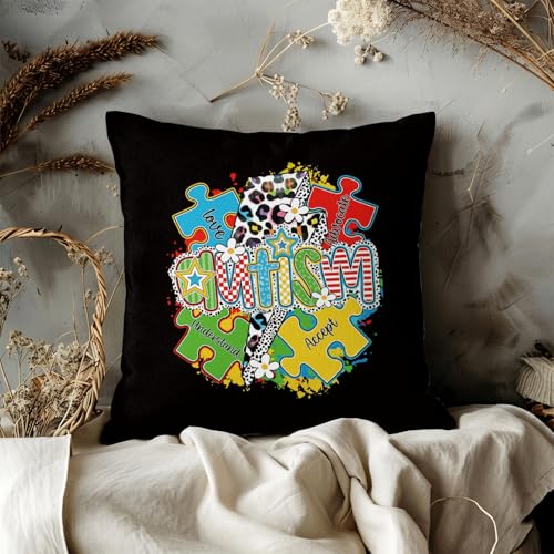 QIYUHOY Autism Puzzle Mental Health Throw Pillow Covers, 18x18 Inch - color: 009-motivational