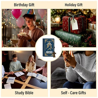Personalized Bible Verse Box for Brother with Prayer Cross, 150 Color-Coded Scripture Cards, Custom Name with Keychain, Christian Gift, Faith Encouragement Keepsake for Men - color: Brother