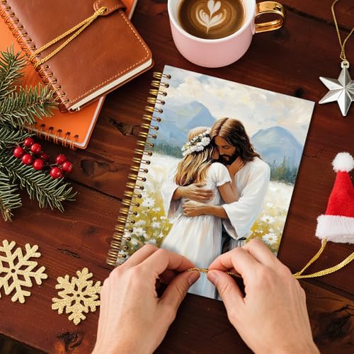 Christian Spiral Notebook Journal 5.5x8.3, Jesus Gifts, Jesus Hug Women Bible Journaling Notebooks for Note Taking, Christian Gifts for Women, Prayer Journal for Women - color: Christmas-03