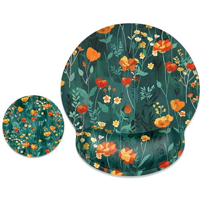 ITNRSIIET Ergonomic Mouse Pad with Wrist Support Wrist Rest Smooth Surface Non-Slip Rubber Base Comfortable Office Supplies Pain Relief, 9.8 x 9.1 inches, Beautiful Flowers - color: B03-Beautiful Flowers