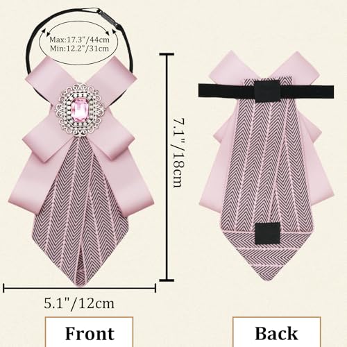 Womens Bow Tie Adjustable Rhinestone Bowtie for Women Ladies Girls Pre-tied Womens Tie for Shirt Suit Uniform - color: Pink-strap-style 3