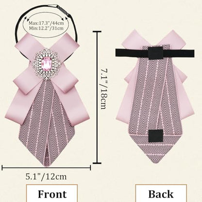Womens Bow Tie Adjustable Rhinestone Bowtie for Women Ladies Girls Pre-tied Womens Tie for Shirt Suit Uniform - color: Pink-strap-style 3