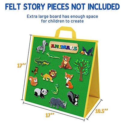 AKAYOK Large Felt Board, 17"x17" Felt Board for Toddlers, Flannel Board for Interactive Storytelling, Visual Schedule & Learning Activities - color: 17" X 17"-double-sided-blue & Green