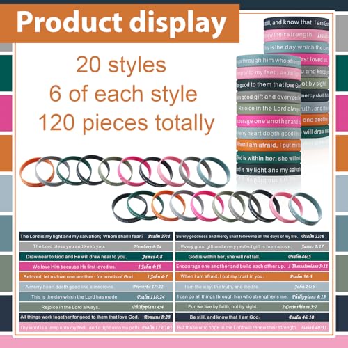 Estune 120 Pcs Bible Verse Bracelets Christian Wristbands, Gray Pink Color - color: Gray Pink Color