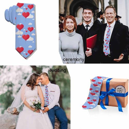 Black Dots Men's Neckties Retro Classic Circle Geometry Men's Tie for Mens Teens Business Work Casual Wedding Party - color: Red Balloons