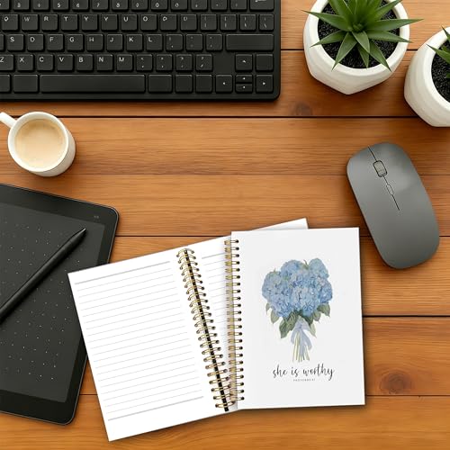 Inspirational Notebook Journal, Motivational spiral notebook journal for Women,Blue hydrangea Journals for Office School Supplies,Cottagecore Bule Flower Spiral Notebook, 5.5x8.3 Inch - color: Multiple Color-4