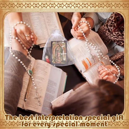 80 Pcs Guadalupe Figurines White Mary Rosary Baptism Favor Set - color: White, size: Mary