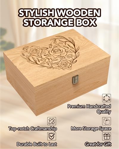 EXISTING Wooden Memory Keepsake Box, Floral Heart Engraved Keepsake Boxes - color: Yellow