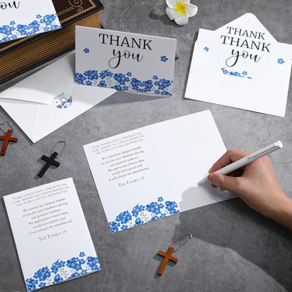 Marspark 25 Pack Funeral Thank You Cards Sympathy Envelopes, Forget Me Not - style: Forget Me Not
