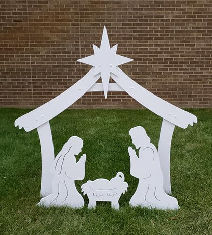 FrontYard Originals All-Weather Outdoor Holy Family Nativity, Waterproof, Made in USA, 4ft Tall, Durable Material, Simple Assembly, Easy Storage, Yard Nativity Set