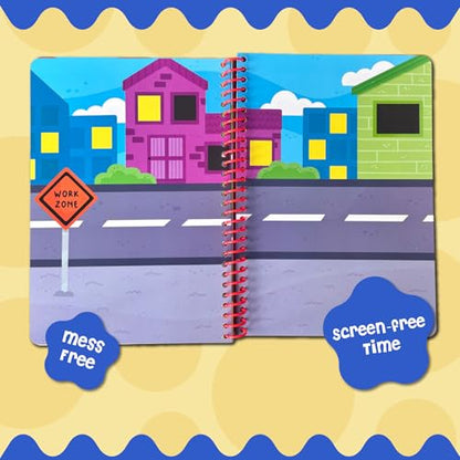 Stick4Ever Jelly Sticker Book® - for Kids - Waterproof, Easy to Clean Reusable Sticker Book for Toddlers- Reusable Road Trip Activities for Kids - Stocking Stuffers for Toddlers (Construction) - style: Construction