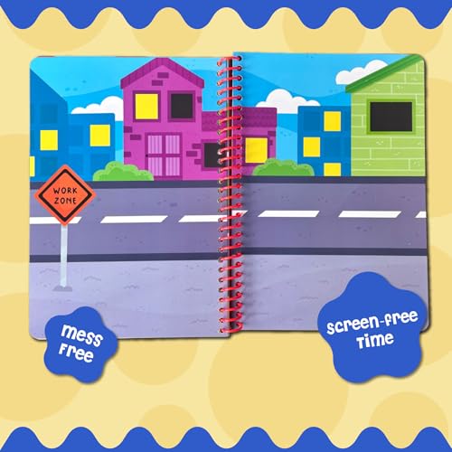 Stick4Ever Jelly Sticker Book® - for Kids - Waterproof, Easy to Clean Reusable Sticker Book for Toddlers- Reusable Road Trip Activities for Kids - Stocking Stuffers for Toddlers (Construction) - style: Construction