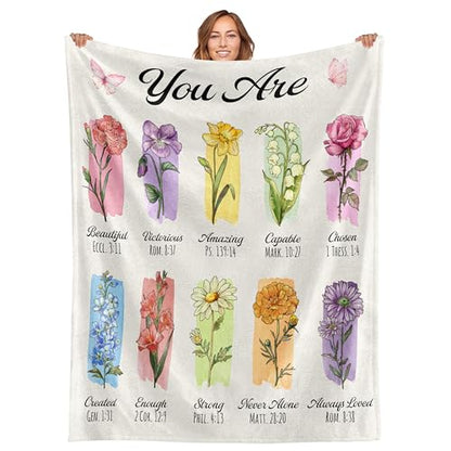 WRAPIX Christian Gifts for Women Faith - Soft Fleece Throw Blanket 50x60 in - color: White - Chosen Seed, size: 50x60 inches