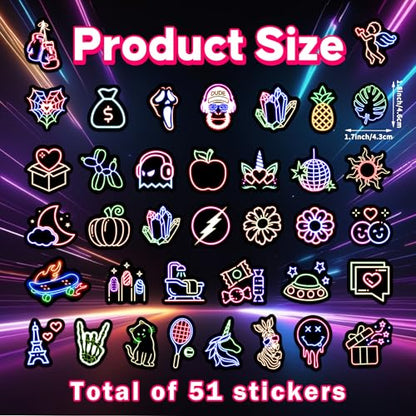 Funny Neon Water Bottle Stickers 50 Pcs - color: Non-luminescent-133kshr