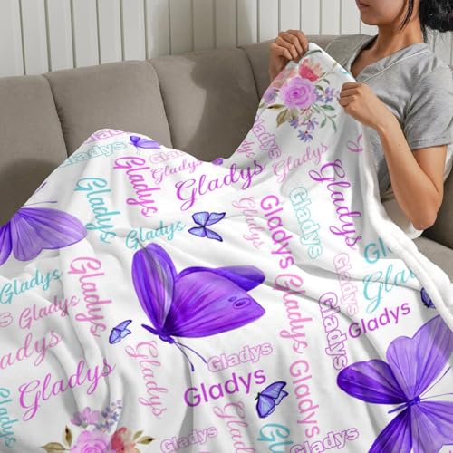Customized Butterfly Baby Blanket - Personalized Soft Fleece Bed Throw for Toddlers, Newborns, Girls & Boys - Birthday & Christmas - color: Design10