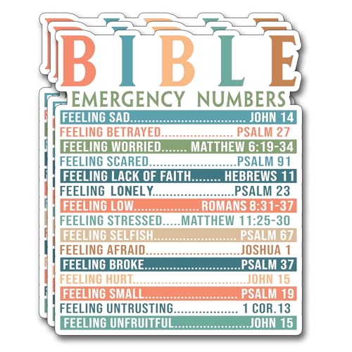 (3Pcs) Bible Emergency Numbers Sticker Christian Inspirational Decals Decorate Books Laptop Phone Water Bottles Kindles Tumbler Waterproof Vinyl Stickers 2,5 x 3 Inch - color: Bible Emergency Numbers