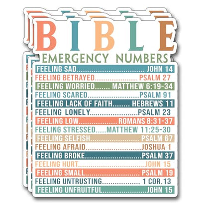(3Pcs) Bible Emergency Numbers Sticker Christian Inspirational Decals Decorate Books Laptop Phone Water Bottles Kindles Tumbler Waterproof Vinyl Stickers 2,5 x 3 Inch - color: Bible Emergency Numbers