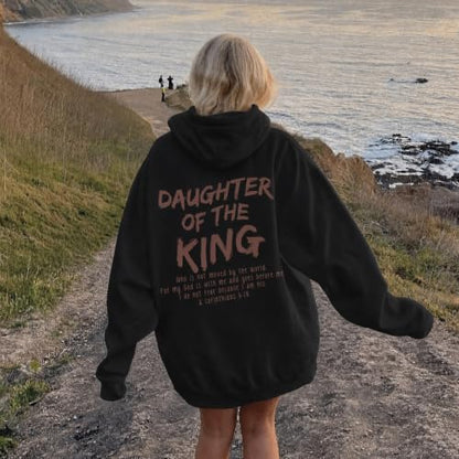 Daughter Of The King Hoodie For Women Christian Religious Hoodies Jesus Bible Verse Inspirational Hooded Sweatshirts - color: Black, size: XX-Large