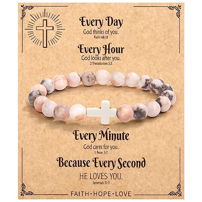 Christian Grandparents - Day Gifts for Women, Religious Cross Bracelet - color: Every-Pink