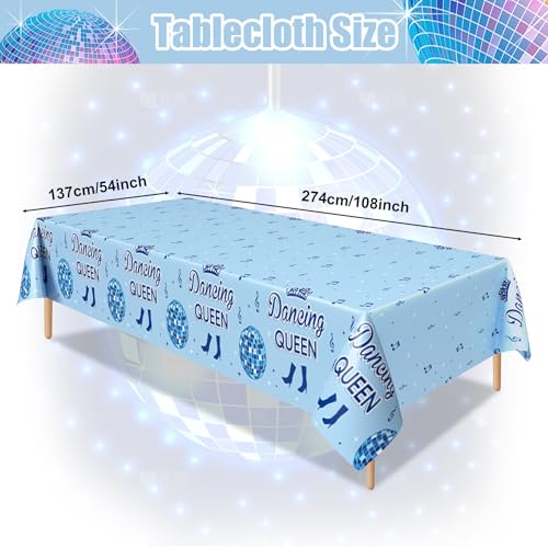 3 Pcs Dancing Queen Tablecloths, Disposable Blue Disco Ball Table Cover - color: Dancing Queen