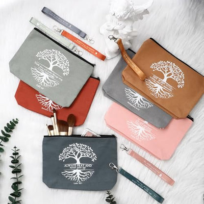 Huhumy 12 Pcs Christian Makeup Bag, Bright Colors, Tree of Life - color: Bright Colors, style: Tree of Life
