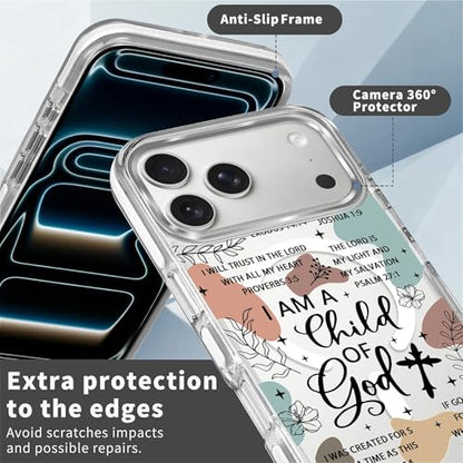 for iPhone 17 Pro Max/iPhone 18 Pro Max Case [Compatible with Magsafe],Girls Women Clear Magnetic Case Silicone Shockproof Protective Cover with Pattern Bible Verses - color: Bible Verses, size: iPhone 17 Pro Max/iPhone 18 Pro Max