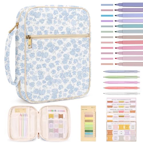 Britimes Bible Cover Case for Women, Bible Cover with Accessories, Blue - color: Light Blue Floral