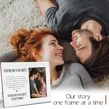 Anniversary Couple Gifts for Girlfriend Boyfriend, You Are My Favorite, Romantic Couples Wooden Picture Frame Gifts, Fits 4x6 Photo Frame