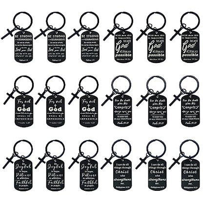kilofly Christian Inspirational Bible Verse Keychain Gift Cross Charm - style: Faith-black-18
