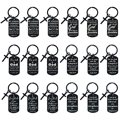 kilofly Christian Inspirational Bible Verse Keychain Gift Cross Charm - style: Faith-black-18