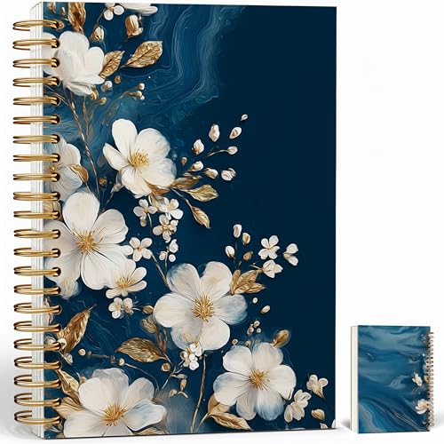 Christian Notebook Journal - Christian Gifts for Women, Vintage Floral Inspirational Bible Journal Notebooks for Note Taking, Bible Study, Prayer & Church Notes, A5 Spiral Notebook (White Flower) - color: White Flower