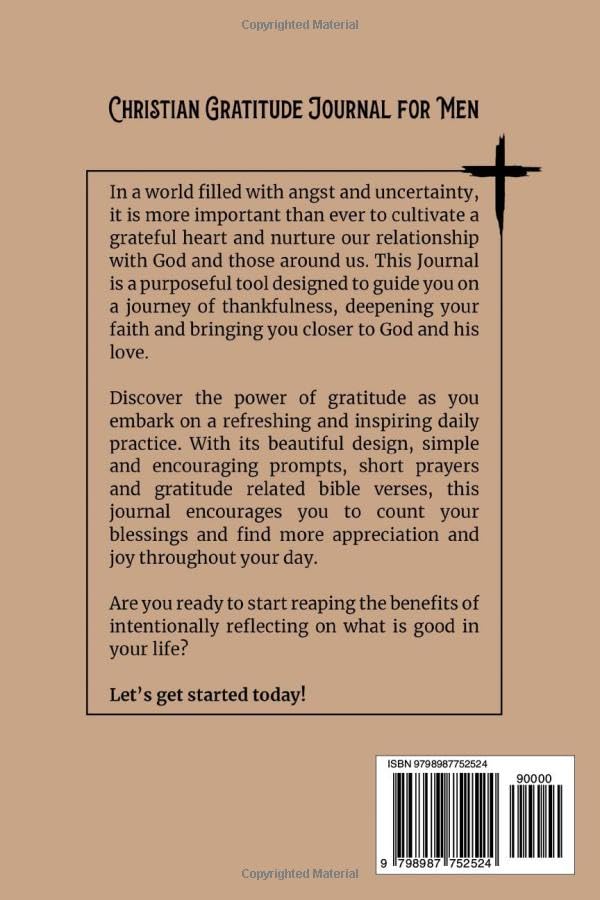 Christian Gratitude Journal for Men: Bible Verses, Short Prayers, Simple Guided Prompts & More