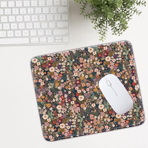 Mouse Pad for Desk with Stitched Edge, Premium Cute Washable Mouse Pads. Computer Mousepad with Non-Slip Rubber Base, Mousepads for Laptop, 9.25x7.75x0.12 inch (Flower Fantasy) - color: Flower Fantasy