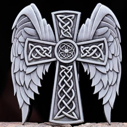Guardian Angel Visor Clip - Guardian Angel Visor Clips for Cars,Stainless Steel Wings Cross Sunshade Clip Driver Gift - style: Celtic Wings - Silver