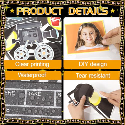 Movie Night Bulletin Board Set Movie Star DIY Photo Name Classroom Decorations Look Who’s in the Spotlight! Bulletin Board Awards Night Ceremony Paper Cutouts for Back to School Office Home Wall Decor - style: Movie Night