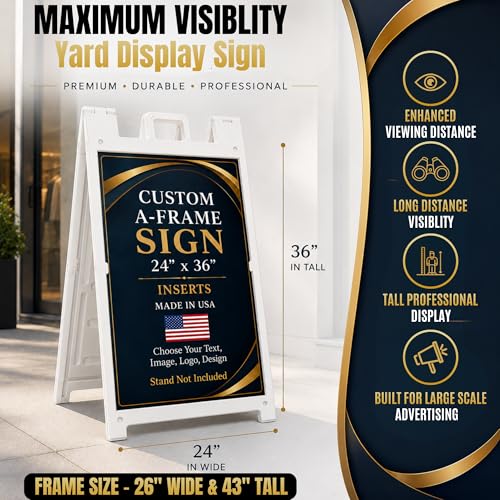 Plastic Sign HolderA-Frame Sidewalk Curb Std by BCB 24x36 | Printed in USA - color: A-Frame Inserts with Plastic Stand