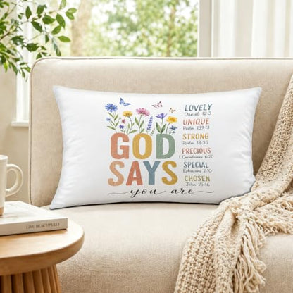 Boho Floral Christian Nursery Pillow Cover 12x20 - color: Bible Pillow-j