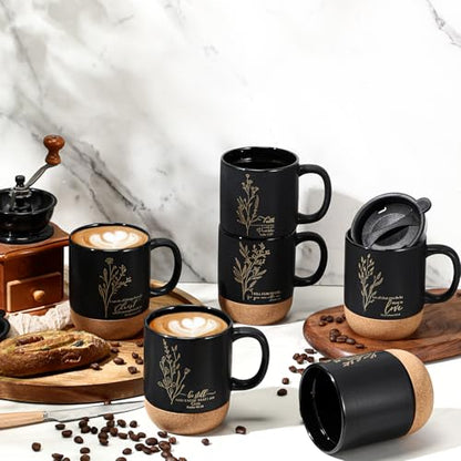 FillTouch 12 Pcs Christian Gifts Coffee Mugs Bulk,Black,Flower - color: Black, size: Flower