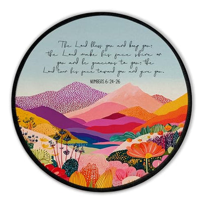 Christian Numbers 6:24-26 Boho Mountains Round Mouse Pad 8.6x8.6in - color: Numbers 6:24-26 Mouse Pad