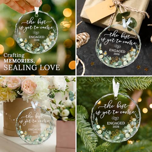 HEXMOZ Engagement Gifts for Couples, Women - Engagement Ornament 2027 - color: Engaged 7 Glass
