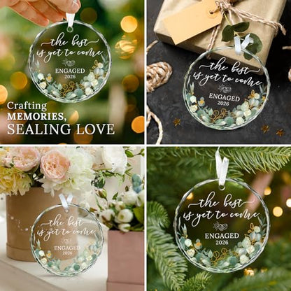 HEXMOZ Engagement Gifts for Couples, Women - Engagement Ornament 2027 - color: Engaged 7 Glass