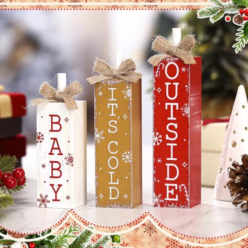 Cinnvoice 3 Pcs Christmas Table Decorations for Home, It's Cold Outside - style: Hot Cocoa Style