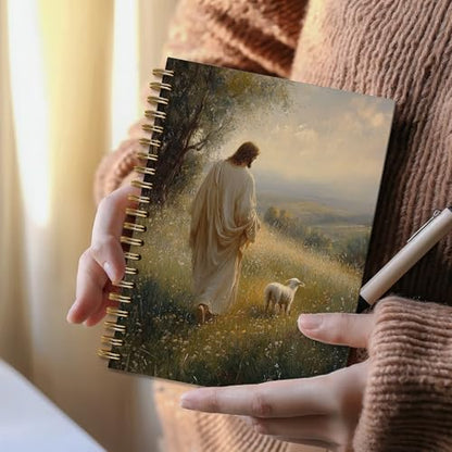 Jesus Leaves The 99 Sheep Christian Bible Religious Inspirational Spiral Notebook Journal,Christian Jesus Church Prayer Notebook Gift for Girls Women, 5.5 x 8.3 Inches - color: 19Child