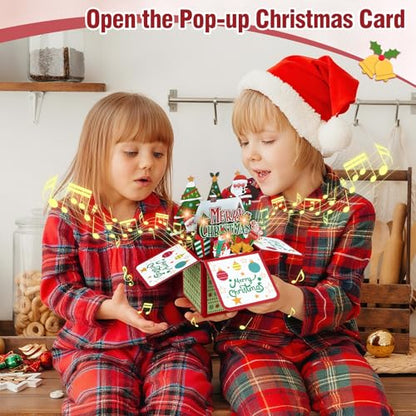 FaCraft Musical Christmas Cards, with Lights & Music Pop Up Santa Gift Box - color: 05 - Christmas Santa