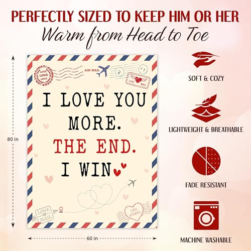 WRAPIX Anniversary Couple Gifts for Women Men - Soft Throw Blanket 60x80 in - color: I Win, size: 60x80 inches