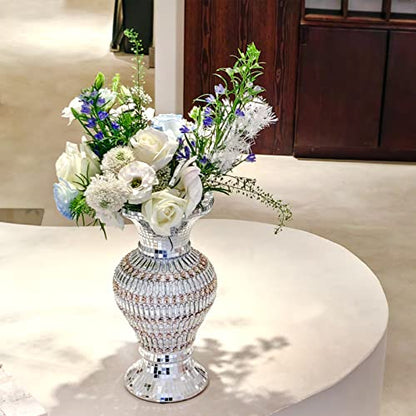 Silver Ceramic Flower Vase with Rhinestones, 12-Inch Home Decor - style: 30cm Silver-Rhinestones