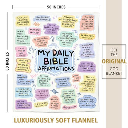 Baptism Gifts for Girls, My Daily Bible Affirmation Blanket, Baptism Confirmation & First Communion Gifts for Girls, Christian Religious Birthday Gifts for Women, Sister, Friend, Daughter 60"x50"