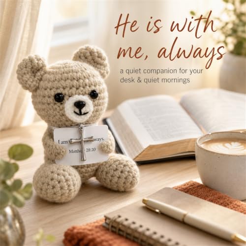 Crochet Prayer Bear with Bible Verse Card, Christian Gift for Women